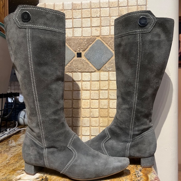 Tod’s vintage Birkin boots in Olive suede leather size 36.5 - Picture 4 of 12